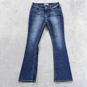 VGS Jeans Women's 8 Slim Bootcut Western Mid Rise Blue Denim Stretch Embroidered